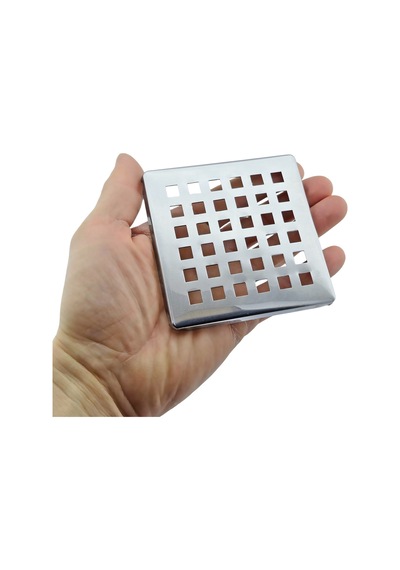 Krom Yer Süzgeci Kare Gider Kapağı 10cmx10cm Paslanmaz Çelik Banyo Duş Yer Sifonu Izgaralı Kapak