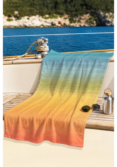 Degrade Renk Geçişli Modern Plaj Havlusu - Tropikal Akdeniz Stil Hızlı Kuruyan Mikrofiber Havlu Serin Bahçe
