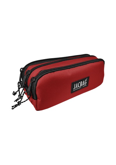 Jacbag Trıple Pouch-üç Bölmeli Kalem Kutusu Triple Pouch-kırmızı renkli