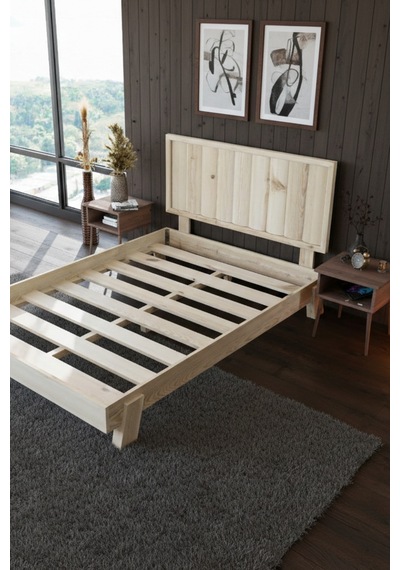 Renazzo Hüma Dikey Başlıklı Masif Ahşap Karyola Vernik 140x190 Vernik - 140 X 190