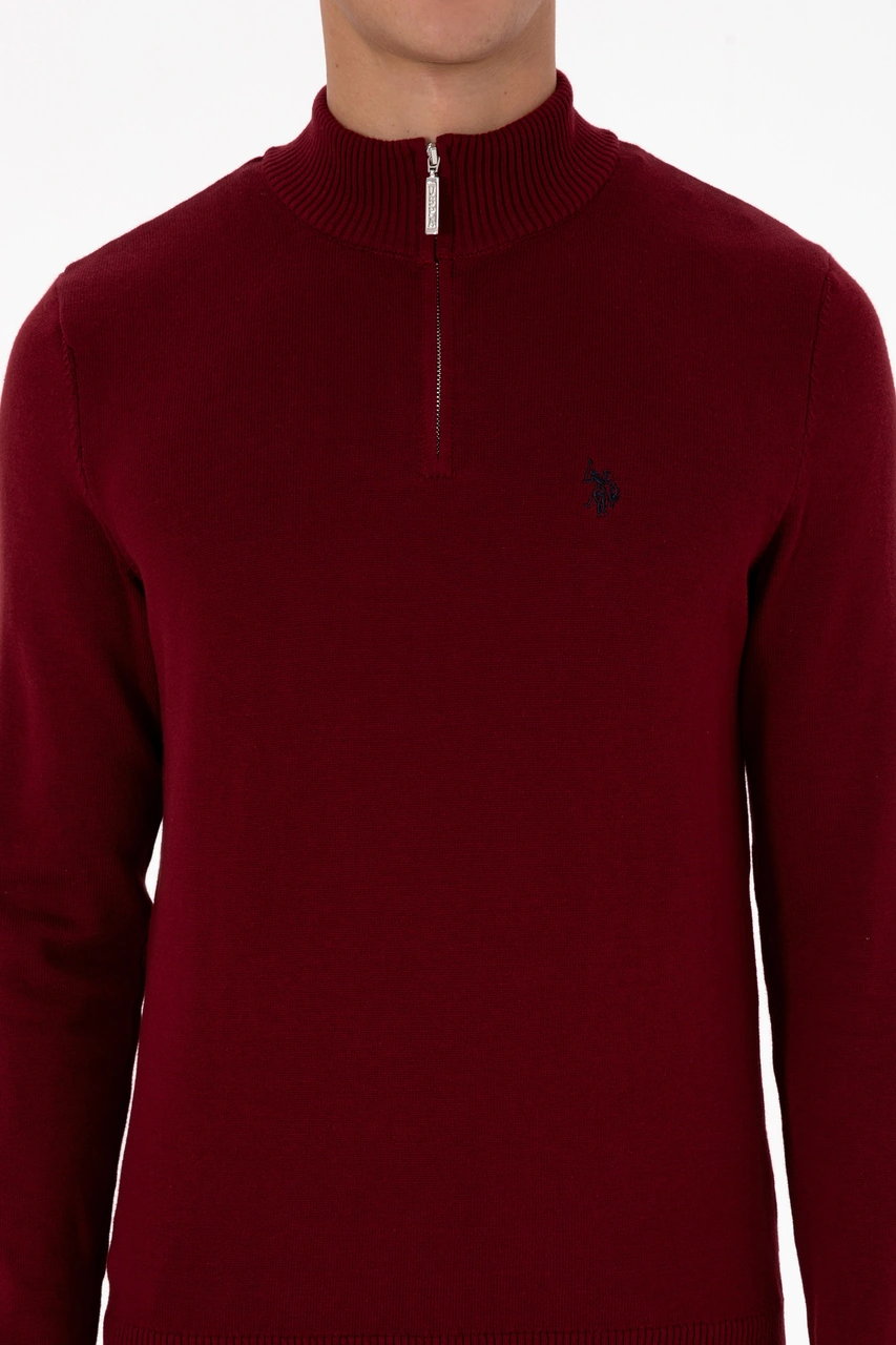 U.S. Polo Assn. Erkek Slim Fit Yarım Fermuarlı Bordo Basic Kazak 50313695-VR014 U.S. Polo Assn. Erkek Slim Fit Yarım Fermuarlı Bordo Basic Kazak 50313695-VR014