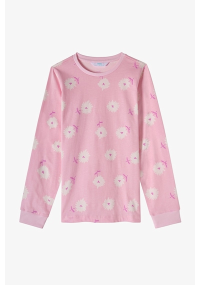 Penti Kız Çocuk Pembe Love&peace Pamuklu Uzun Kollu 2li Pijama Takımı