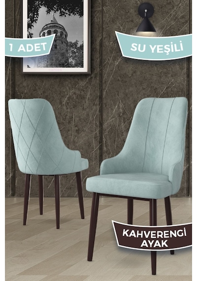 Canisa Trex Serisi 1.sınıf Babyface Kumaş Sandalye Kahve Metal Ayak 1 Adet Su Yeşili Sandalye Sandalye Su Yeşili Ayakları Kahve