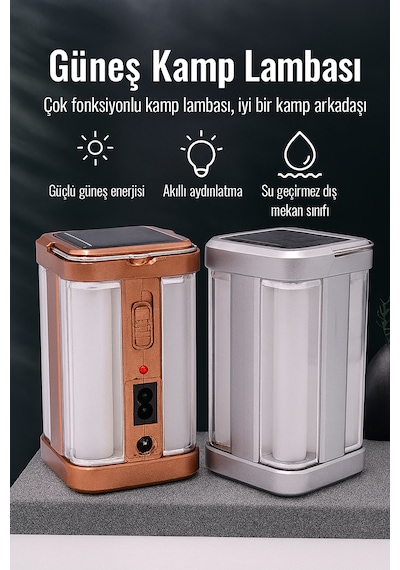 Güneş Enerjili Çok Fonksiyonlu Taşınabilir Kamp Lambası Su Geçi