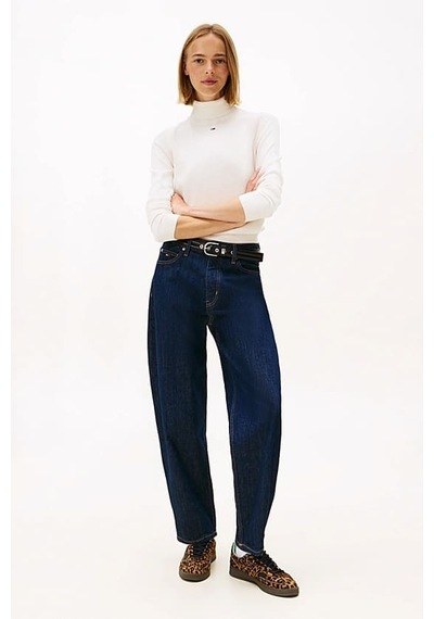 Tommy Hilfiger Kadın Essential Slim Fit Balıkçı Yaka Kazak - Kırık Beyaz Ancient White