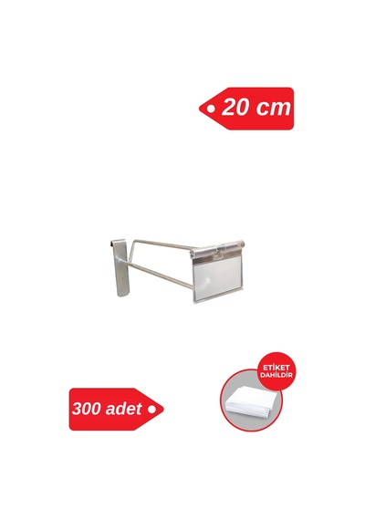Etiketli Tel Pano Kancası 20 Cm Galvaniz Mağaza Raf Askı Kancası 300 Adet