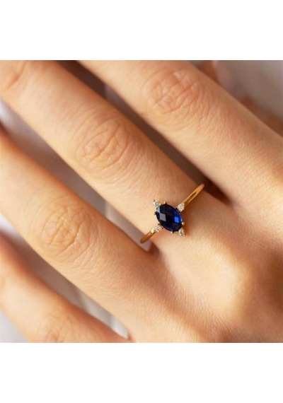 Parlement Blue Topaz Tek Taş Evlilik Teklif Yüzük Ak1188