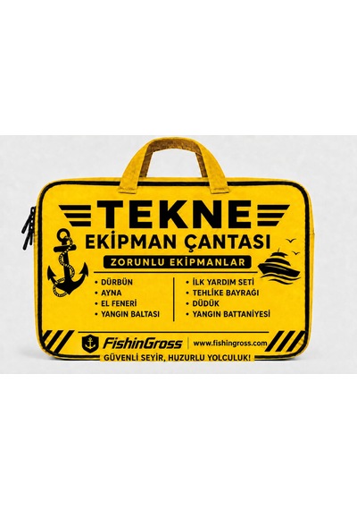 Fishingross Tekne Ekipman Çantası 8 Parça Zorunlu Ekipman Seti Deniz Güvenliği İçin Sarı