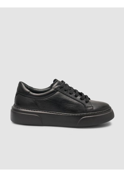 Monamae %100 Hakiki Deri Siyah Kadın Sneaker Siyah