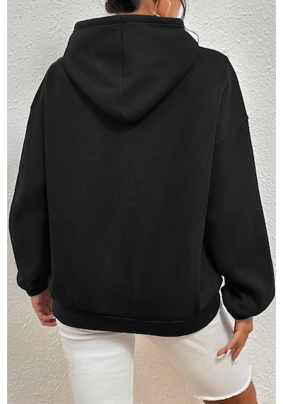 Candour Baskılı Oversize Sweatshirt Siyah