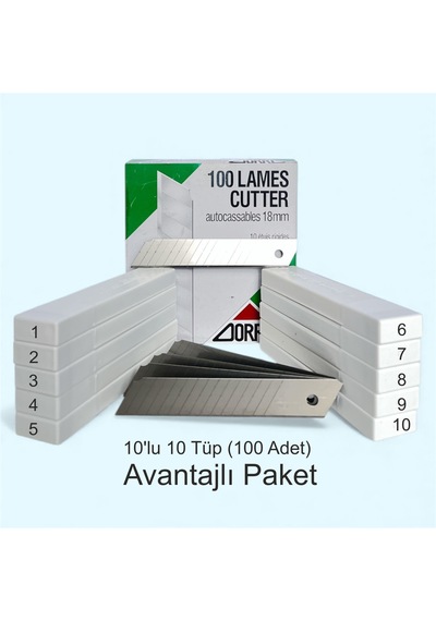 Zorro 1404 Geniş Maket Bıçağı Yedeği 18mm 14 Kırımlı 100 Adet
