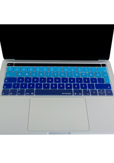 Apple Uyumlu MacBook Pro Klavye Koruyucu Türkçe Q 13inç A1706 A1989 A2159-15inç A1707 A1990 İle Ombre Lacivert Mavi