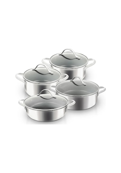 Uniqella Silver Pro Serisi 8 Parça Tencere Seti Çelik