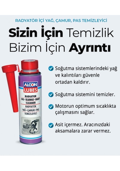 Alcon Radyatör Içi Yağ, Çamur, Pas Temizleyici 300 Ml