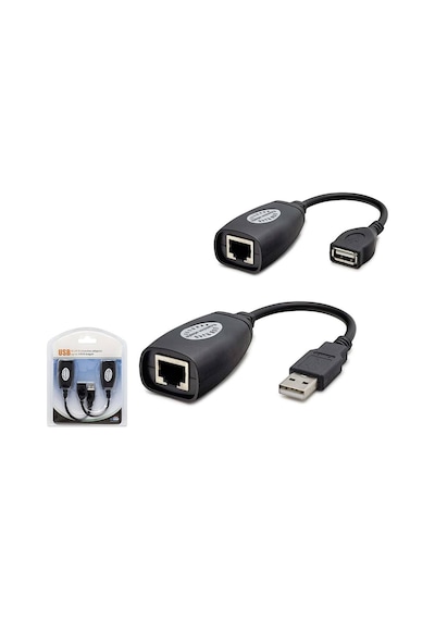 Usb Rj45 Kablolu Uzatıcı Seti 45 M - Siyah Hdx5008 Evimdeyokyok