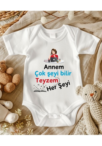 Lupi İsimli Zıbın Yazılı Bebek Zıbın Krem-melanj Beyaz
