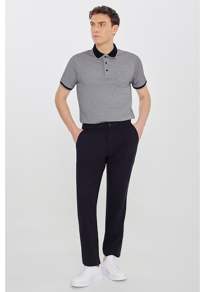 Premıum Altınyıldız Erkek Sıyah Pamuklu Slim Fit Dar Kesim Yan Cepli Armürlü Esnek Pantolon Siyah