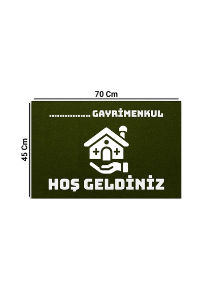 Valerine Life İsme, Kişiye Veya Firmaya Özel Emlakçı Gayri Menkul Ofisi Zeytuni Yeşili Hoş Geldiniz Kapı Önü Paspası 45x70cm