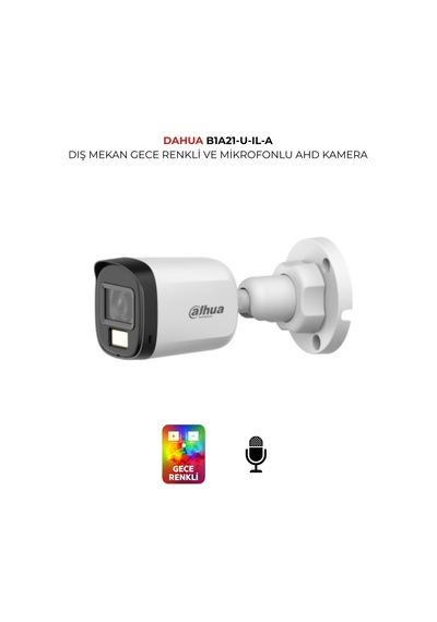 Cooper Serisi 2mp Bullet Kamera Hac-b1a21p-u-ıl-a Smart Dual Light Dahili Mikrofon Gece Renkli