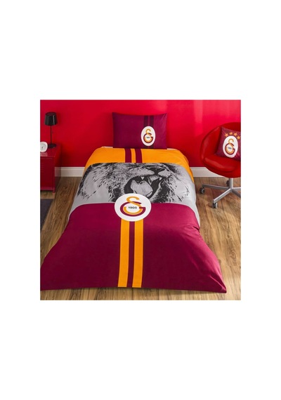 Taç Lisanslı Galatasaray Şampiyon Aslan Pamuk Tek Kişilik Nevresim Takımı Sarı Kırmızı