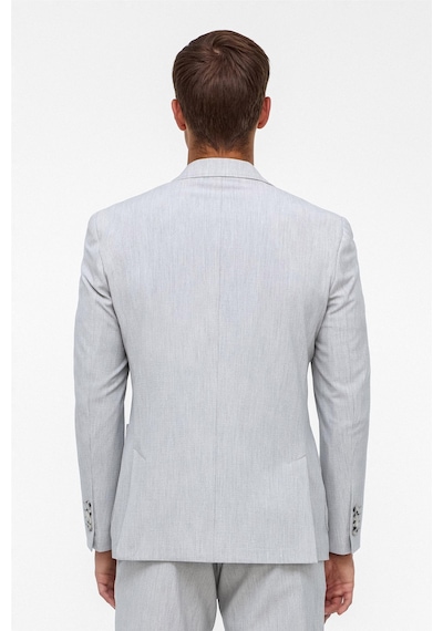 Süvari Gri Slim Fit Desenli Mono Yaka 6 Drop Spor Takım Elbise