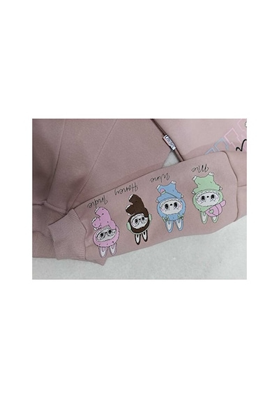 Bubiee Baby Labubu Karekterli Kız Çocuğu 3 İp Şardonlu Alt Üst Takım Pembe
