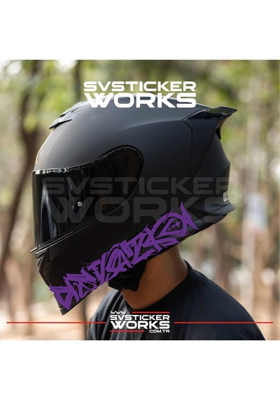 Tribal Desen Dekor Kask Sticker Tüm Kasklar Uyumlu Tek Yön 1 Adet Mor