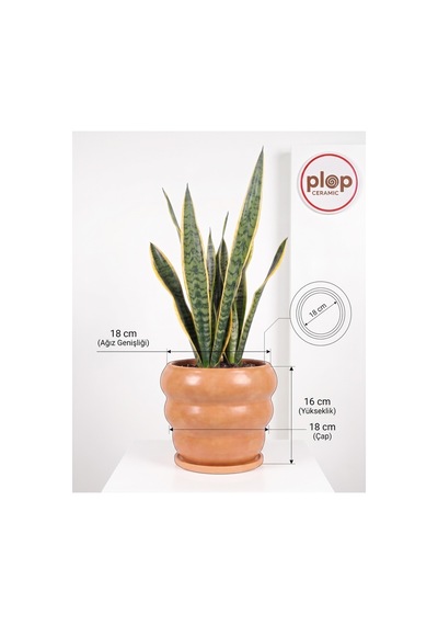 Bubble Seramik Saksı Caramel Mat Kahverengi Çap:18cm Yük:16cm