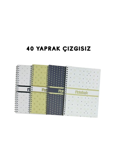 A5 Spiralli Puantiyeli Defter 40 Yaprak 4'lü Tamamı Çizgisiz