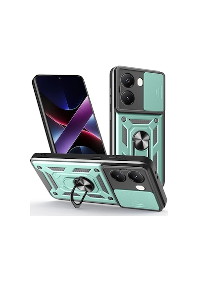Cosmotex Newface Xiaomi Poco X7 Pro Kılıf Pars Lens Yüzüklü Silikon - Yeşil