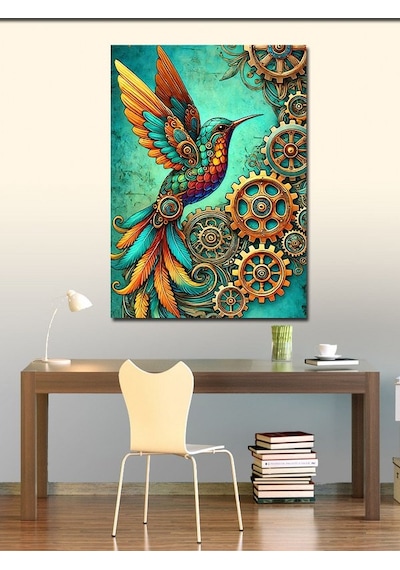 Kanvas Tablo Mekanik Kuş Ve Sanat Çarkları 50cmx70cm