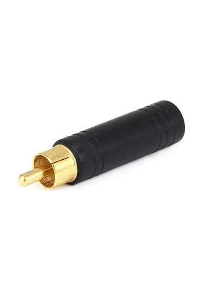 Koodmax 2 Adet Rca Erkek - 6.3mm Dişi Çivi Jack Çevirici Gold - Siyah