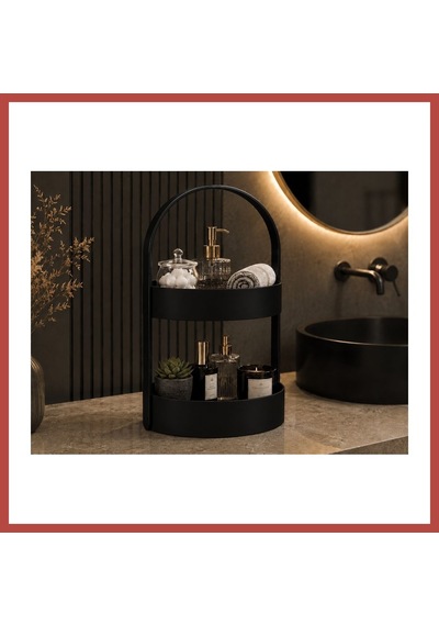 Bezos 3d Baskı İki Katlı Banyo Düzenleyici - Taşınabilir Organizer Ve Saklama Standı-siyah Erdotıca