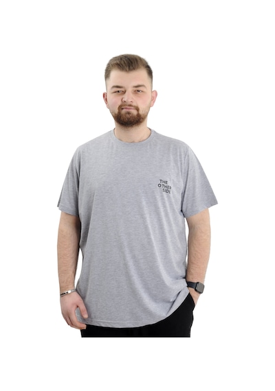 Mode Xl Battal Beden Erkek Tişört Bisiklet Yaka Baskılı The Other Sıde U24039 Grimelanj Gri Melanj