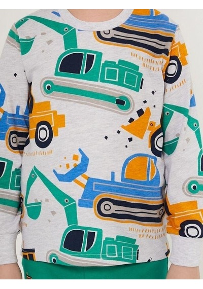 Cantoy Erkek Çocuk Araba Baskılı Pijama Takımı-16028 Grı