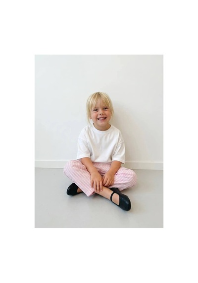 Poala Kids Pembe Çizgili Balloon Dokuma Pantolon