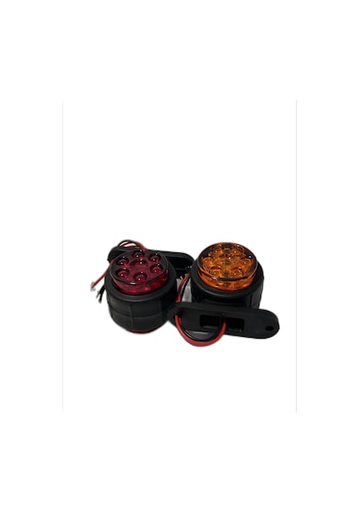 Ahmet Otomotiv Mercekli Mini Takoz 12 Ledli Sarı-kırmızı 12v-24v
