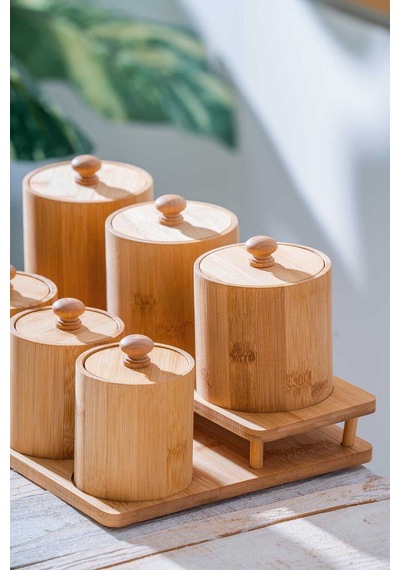 Acar Bambu Standlı 7 Li Baharat Takımı Bambu