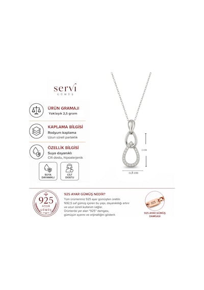 Servi 925 Ayar Gümüş Zirkon Taşlı Sonsuz Damla Kolye-469