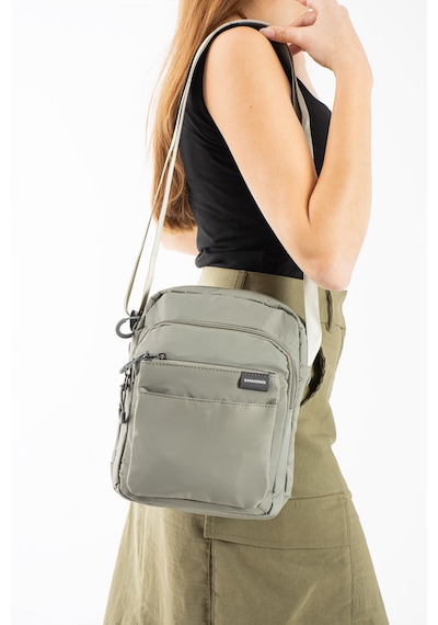 Özer-6022 Sanmorris Suya Dayanıklu Paraşüt Kumaş Çapraz Askılı Unisex Çapraz Askılı Omuz Çantası Açık Gri