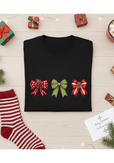 Aselinda Yılbaşı Temalı Fiyonk Baskılı Christmas Tişört-aile Kombin Tişört Kombin Yapmak İçin Ürün Ekleyiniz Siyah