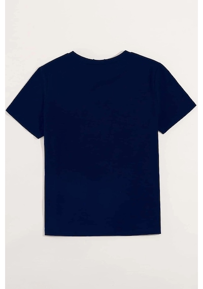 Unisex Minimal Line Drawing Baskılı Tasarım T-shirt Lacivert
