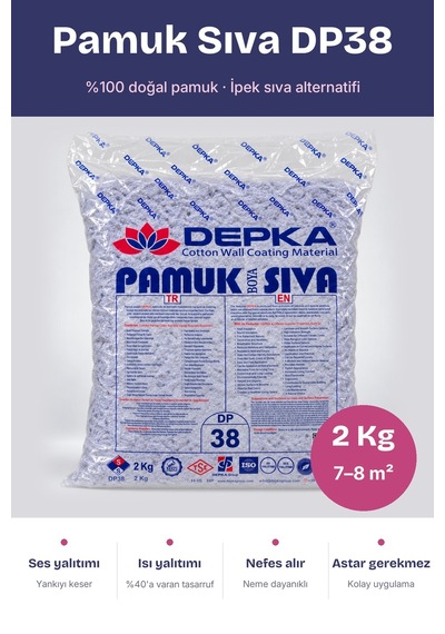 Depka Pamuk Sıva Dp38 2 Kg 7-8 M² İpek Sıva Alternatifi Isı Ve Ses Yalıtımlı Dekoratif Sıva