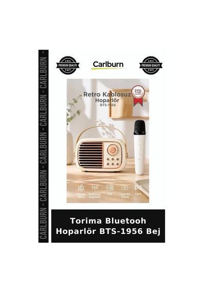 Delux Serisi Torima Bluetooh Hoparlör Bts-1956 Bej Seyahat Piknik Müzik Aleti