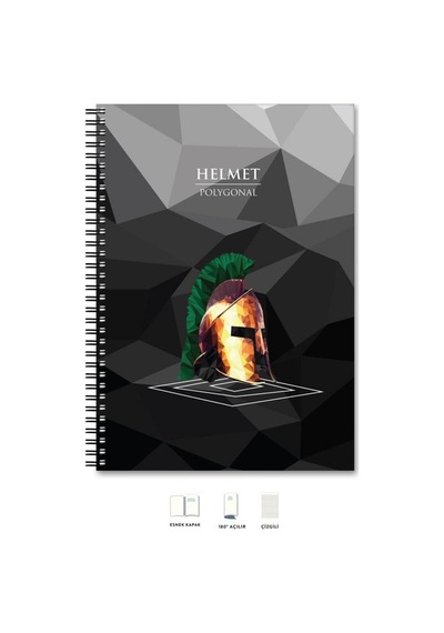 A5 Defter Çizgili 200 Syf Kask Polygonal