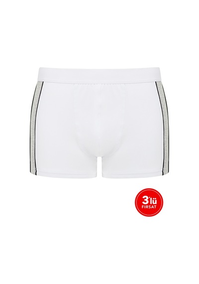 Sementa Sam Erkek Modal Iki Renkli Boxer 3'Lü Paket - Beyaz