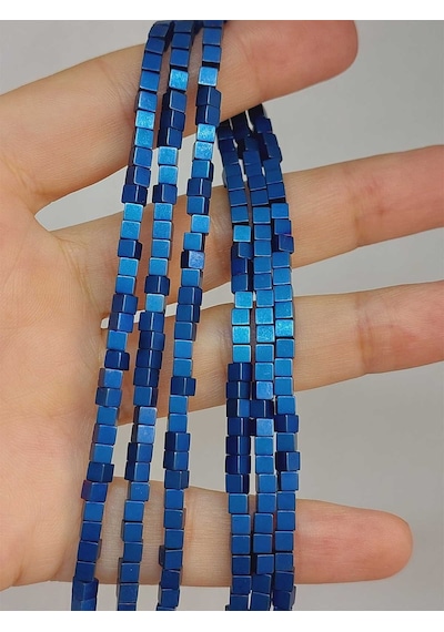 Hematit Taşı Küp Şekilli 3mm Dizi 48112 Pembe