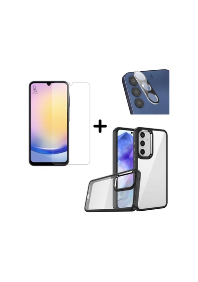 Samsung Galaxy A25 Uyumlu Pastel Renk Telefon Kılıfı Temperli Cam Ekran Ve Kamera Koruyucu