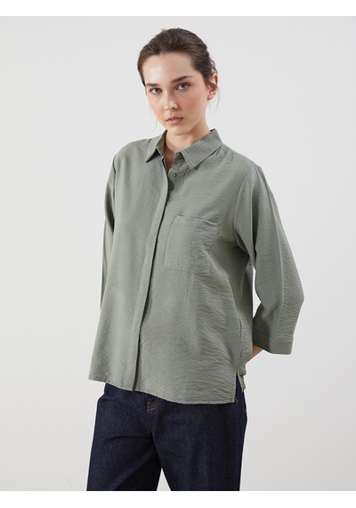 Lcwaıkıkı Classic Yeşil Loose Fit Kadın Gömlek