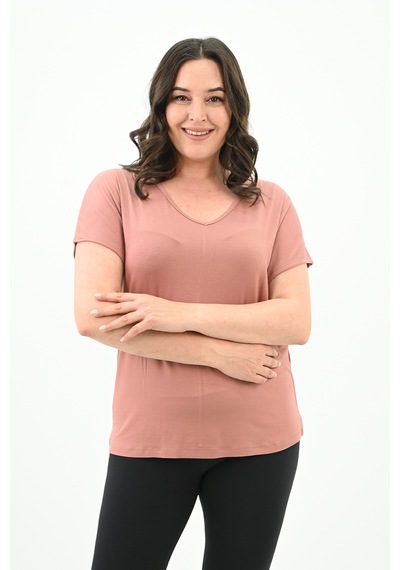 Kadın V Yaka Büyük Beden T-shirt 1486-23 001